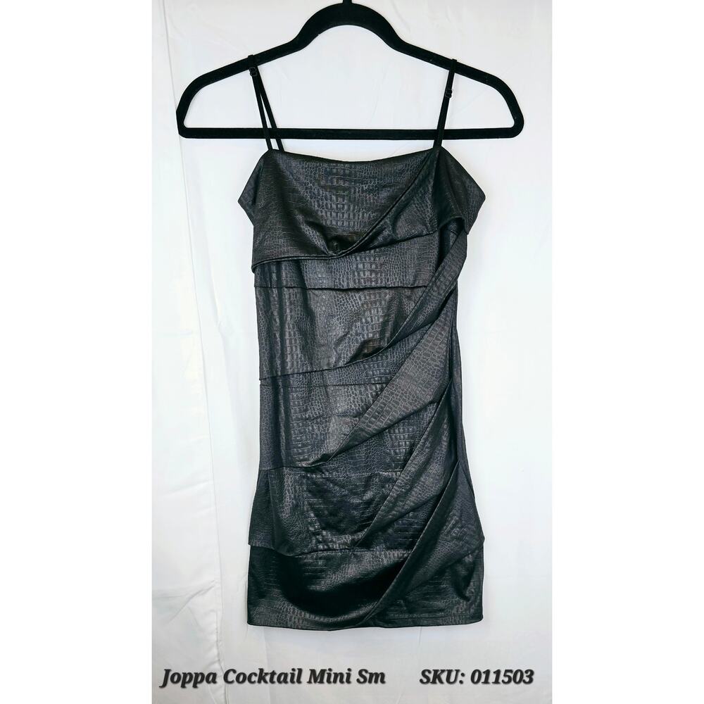 Womens Joppa Black Cocktail Mini Dress Alligator Texture Size Small